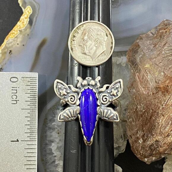 Carolyn Pollack Southwestern Style Sterling Lapis Dragonfly Ring S 9.25 & 10.25 - Picture 9 of 10